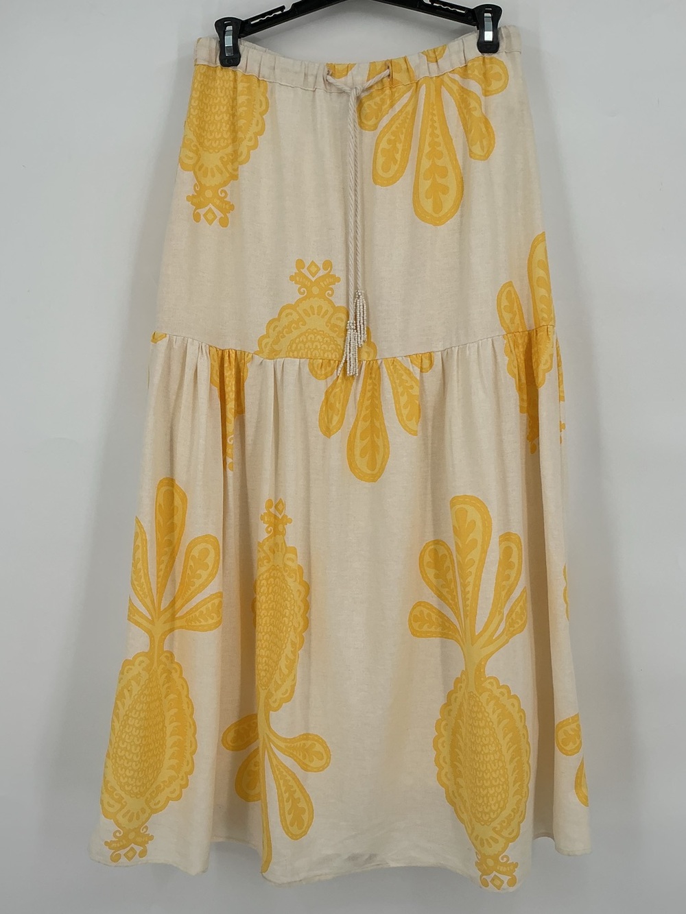 cupcakes & cashmere Cream and Yellow Floral Tiered Maxi Skirt